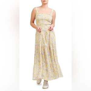 Dex Smocked Yellow Tiered Maxi Dress